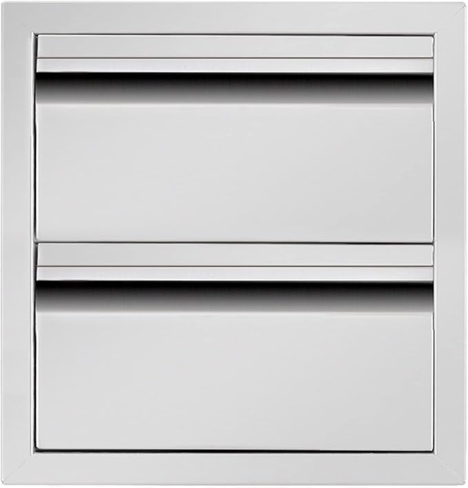 Outdoor Kitchen Drawers 14" W x 15" H x 23" D Flush Mount BBQ Drawers Double Layer Access Storage Drawers for Outdoor Kitchen Island, Patio Grill Station