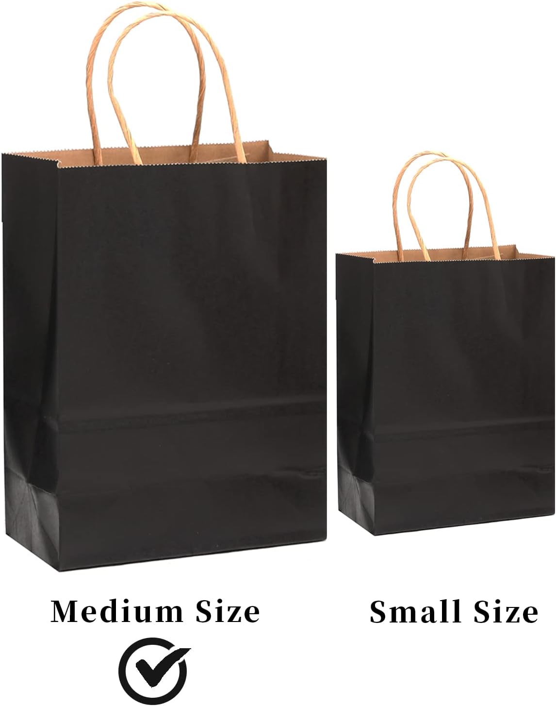 qiqee 32-Packs Black Paper Gift Bags with Handles Bulk 7.6"x4.75"x10.5" Medium Size Gift Bags Multiple Uses
