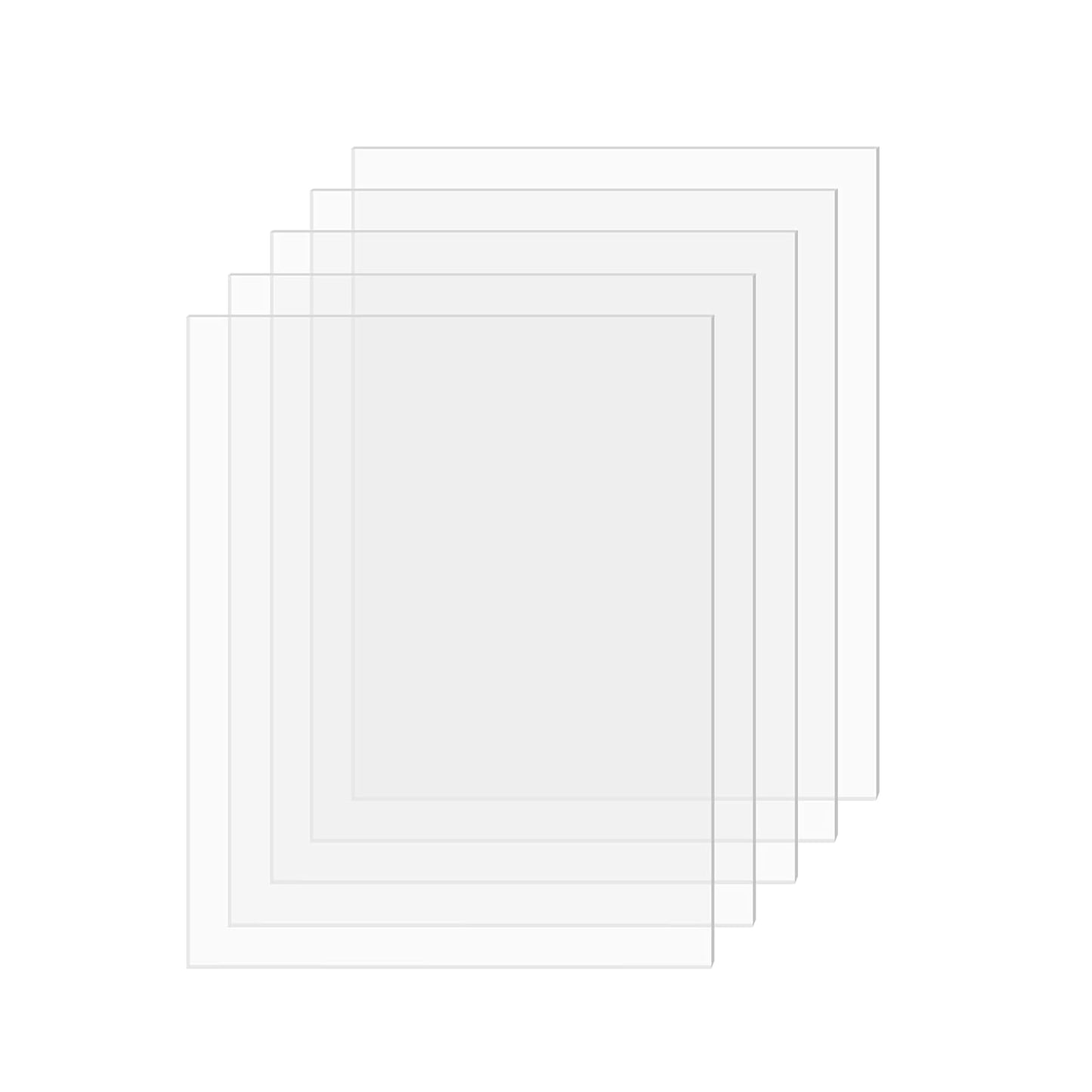 SimbaLux Acrylic Sheet Clear Plexiglass 8” x 10” 0.04” Thick (1mm) Pack of 5 Transparent Plastic Plexi Glass Board with Protective Paper for Photo Frame Replacement, DIY Display Projects, Craft