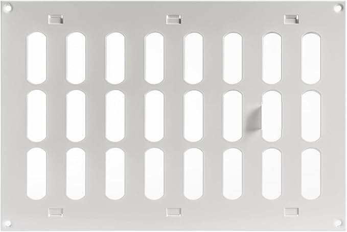 Repa Market 12" x 8" Inch (Outer Dimensions) White Adjustable Air Vent Cover - Galvanized Steel HVAC Air Vent Register - Heating, Cooling Toe Kick Vent Cover - Wall, Ceiling Return, Intake Air Grille