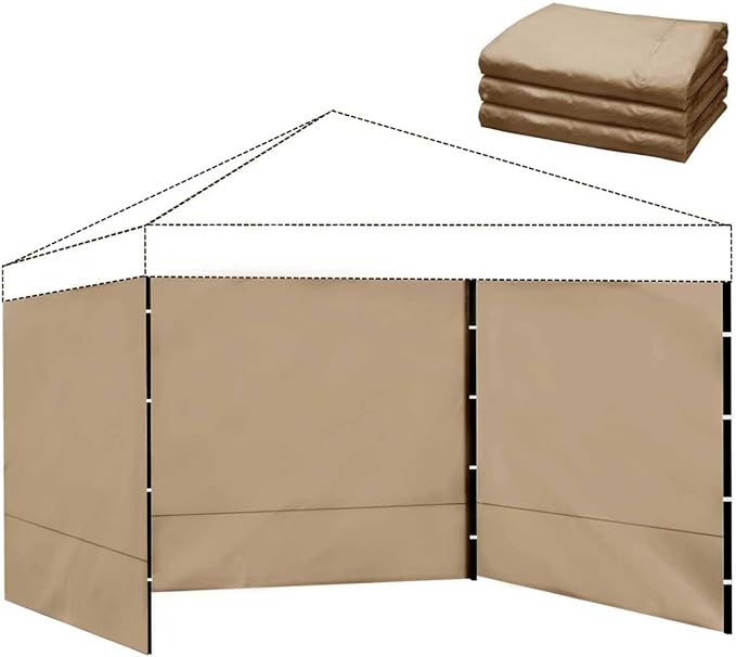 Instant Canopy Sidewalls for 10x10 Pop Up Canopy Tent, 300D Waterproof Material for Outdoor Events, Vendor Booths, and Privacy (Sidewalls Only, Canopy Not Included) (Khaki, 10x10ft-3pcs)