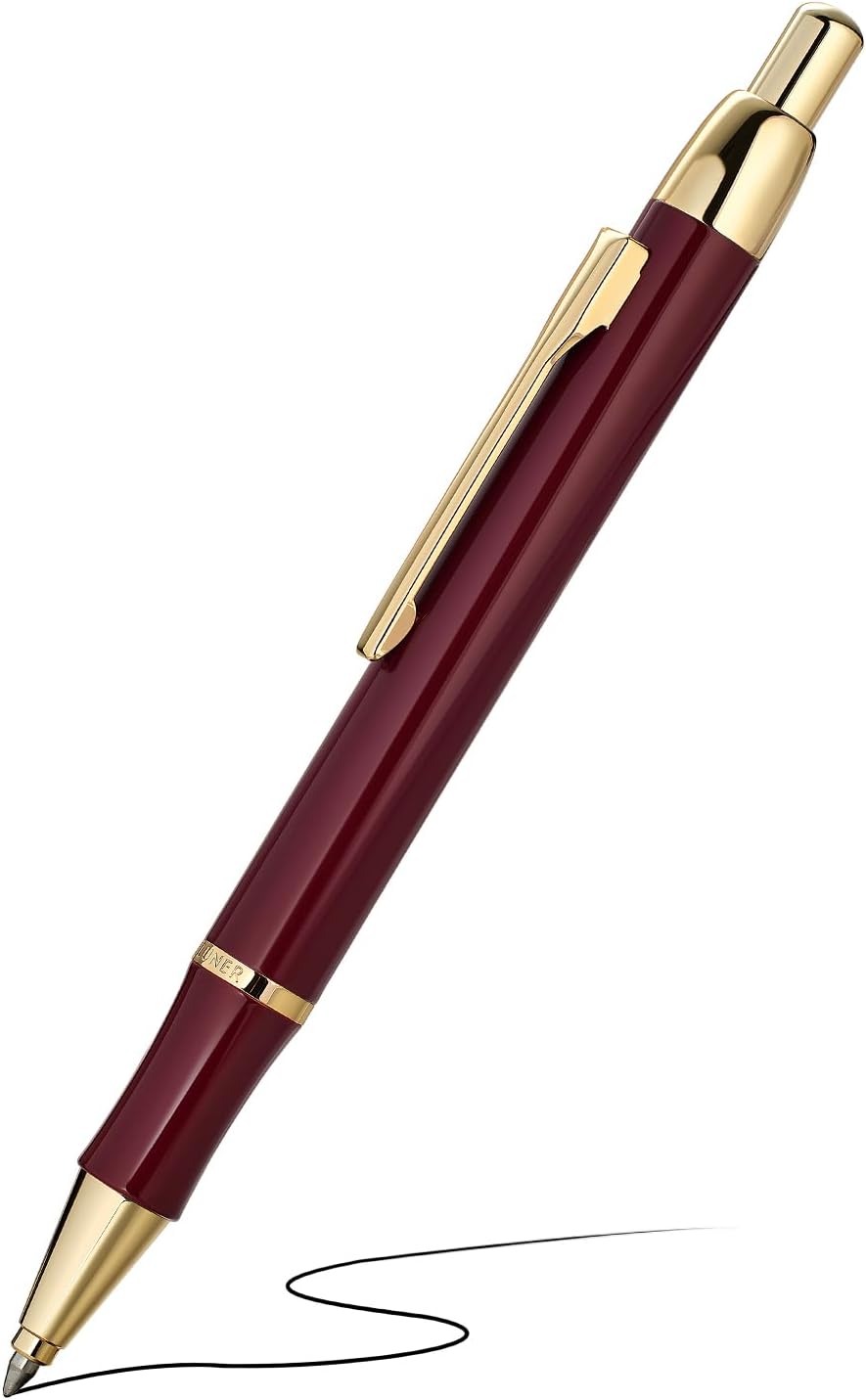 BEILUNER Luxury Gel Pen with 24K Gold Electroplating Finish, Red Piano Lacquer, Luxury Grade Craftsmanship, Best Gel Pen Gift Set for Men and Women