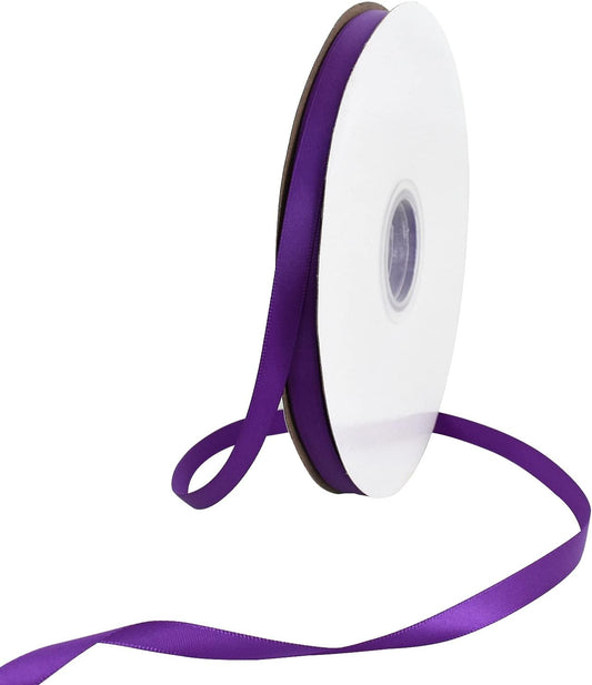 TONIFUL 3/8 Inch x 100yds Purple Satin Ribbon Thin Solid Fabric Ribbons Roll for Gift Wrapping Invitation Balloons Craft Sewing Party Wedding Popsicles Decoration Valentine's Day Bouquet Halloween