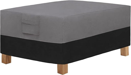 Easy-Going Patio Coffee Table Cover Small Outdoor Rectangular Table Cover, UV Resistant Waterproof Patio Furniture Ottoman Cover (36" Lx22 Wx16 H, Gray/Black)