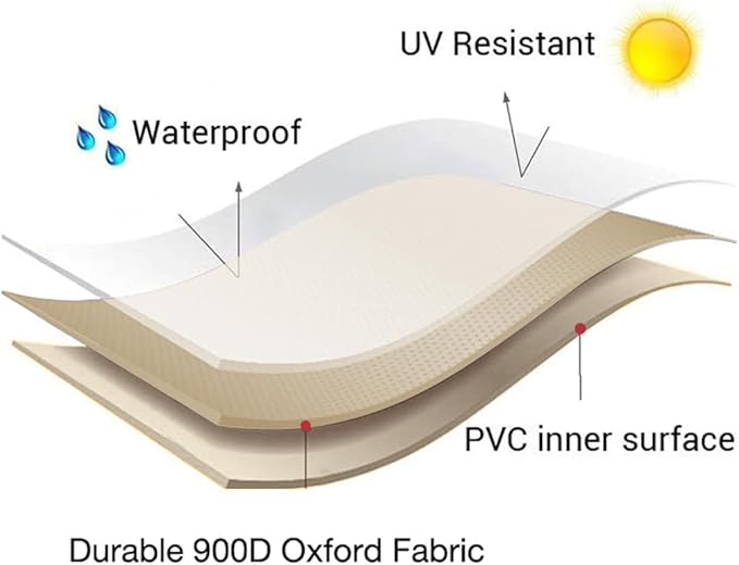 Patio Furniture Covers, Heavy Duty Round Patio Table Cover (48D x 26H Inch) Outdoor Dining & Coffee Table Cover for Veranda, Lawn, Table, Chair-Waterproof & Weather Resistant, Anti UV - Beige & Brown
