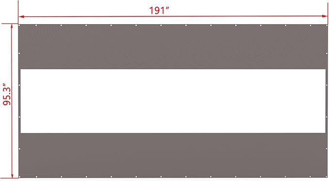 Domi Heavy Duty Outdoor Clear Panel Curtain, 18 oz Waterproof PVC Polyester Curtain, Weather Resistant & Tearproof for Patios, Gazebos, Pergolas, Privacy Screen (8'H x 16'W, Gray)