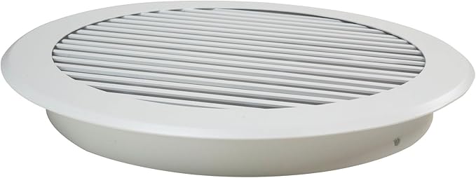 Round Air Vent Register Grille 8 Inch Duct Opening Aluminum Circular HVAC Diffuser for Ceiling or Wall Supply and Return Airflow Modern White for Bathroom Kitchen Garage Duct Ventilation