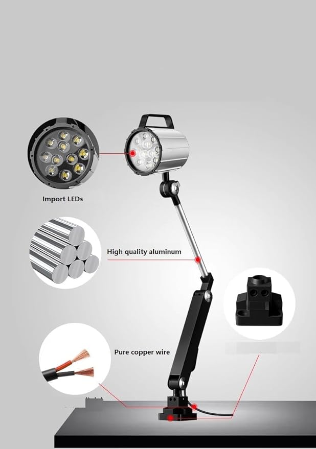 12W Explosion Proof Light 24V Waterproof LED Work Light for Lathe, CNC Milling Machine, Drilling Machine Adjustable Aluminum Alloy Long Arm (12)