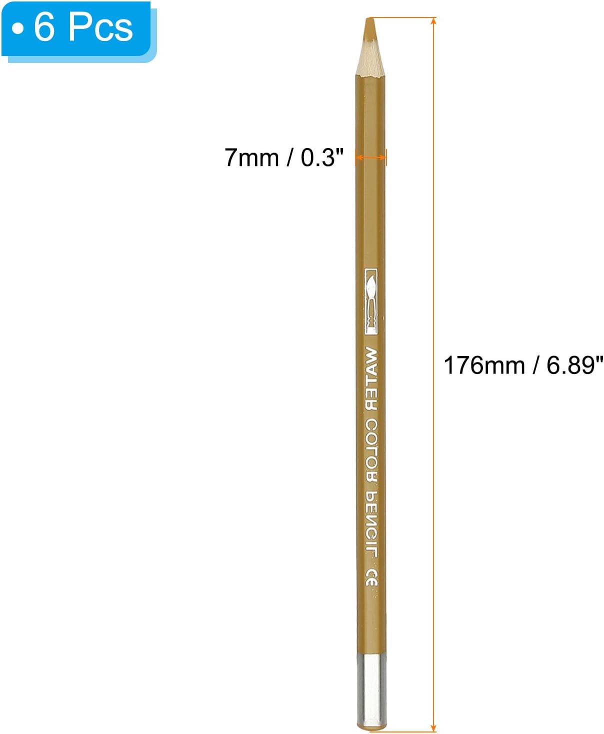 PATIKIL Watercolor Pencil, 6Pcs Water Soluble Pencils for Blending, Coloring, Sketch Drawing, Painting, Bright Orange