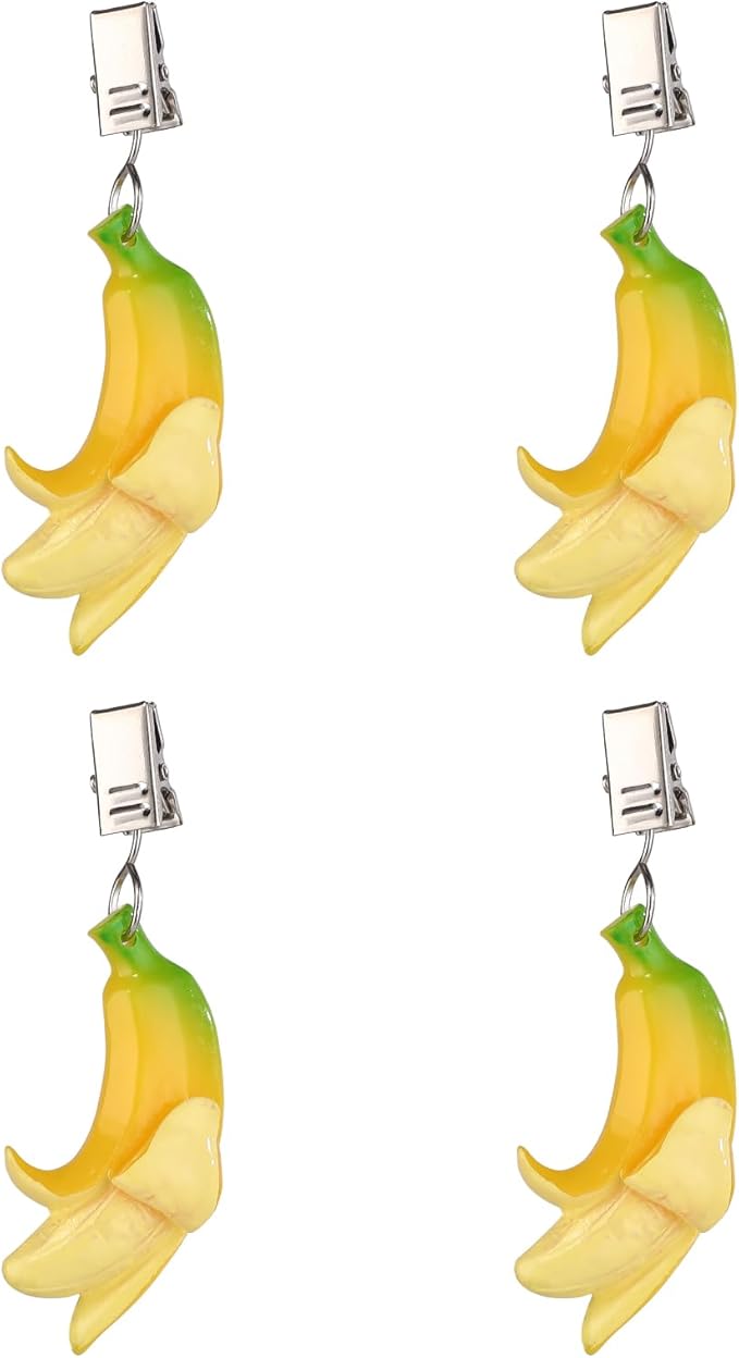 TwoFish Home Set of 4 Resin Banana Tablecloth Weights Clips Handicraft Banana Tablecloth Clamps Pack of 4