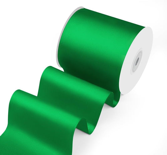 3" Width x 25 Yards Satin Fabric Ribbon, Green Ribbon Perfect for Wedding Car, Chair Sash, Grand Opening Ceremony, Big Bows, Embroidery, Floral Crafts, Party Decoration