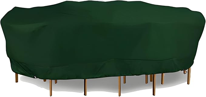 Eevelle Meridian Patio Oval Table Set Cover with Marine Grade Fabric - Outdoor Table Cover - Furniture Set Covers for Dining Table - Easy to Install - (30"H x 118"L x 68"W, Hunter Green)