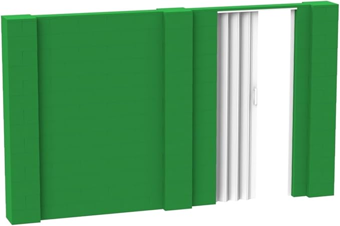 EverBlock 12’ x 7’ Wall Kit with Accordion Door | 3’ x 7’ Doorway | Modular Building Blocks | Wall Display System | Room Divider & Partition | Easy to Connect & Reuse | Indoor & Outdoor Use | Green