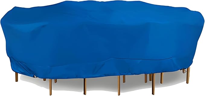 Eevelle Meridian Patio Oval Table Set Cover with Marine Grade Fabric - Outdoor Table Cover - Furniture Set Covers for Dining Table - Easy to Install - (25" H x 106" L x 58" W, Royal Blue)