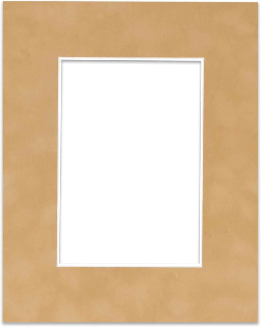 Poster Palooza 11x14 Mat Bevel Cut for 8.5x11 Photos - Acid Free Beige Suede Precut Matboard - for Pictures, Photos, Framing - 4-ply Thickness