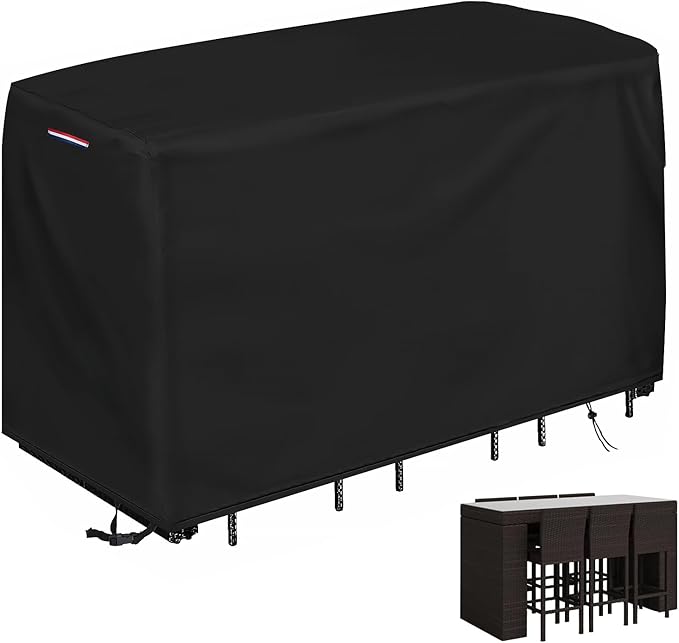Patio Bar Height Set Cover, Waterproof Outdoor Swivel Bar Set Cover for Patio Bistro Set of 3 Pieces/Outdoor High Top Table and Chairs - 72"L x 30"W x 42"H