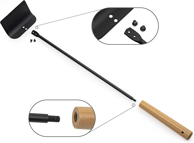 Onlyfire BBQ Charcoal Rake, 21 Inch Charcoal Ash Tool for Grill Ash Removal, Heavy Duty Heat-Resistant Wood Handle Fire Pit Grill Ash Removal Rake for BBQ, Smokers, Pizza Oven & Kamado Grills
