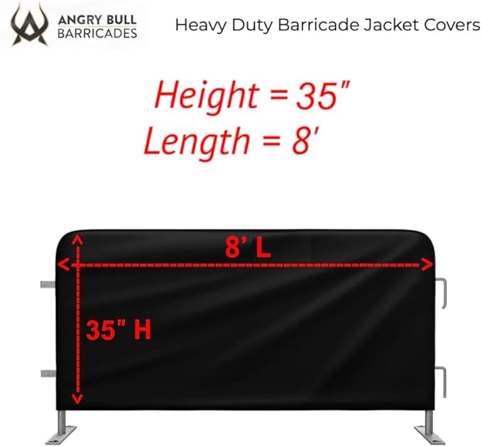 Heavy Duty Portable Crowd Control 8ft Barricade Jacket Cover - Angry Bull Barricades
