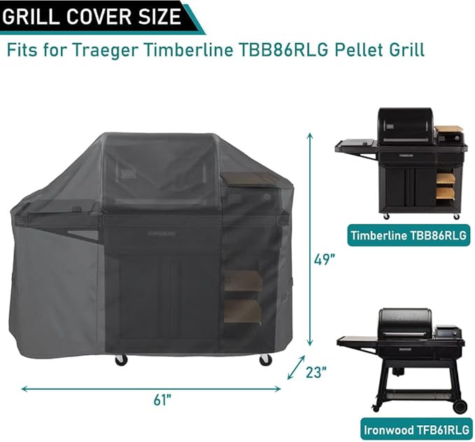 ZJYWSCH Grill Cover for Traeger New Timberline TBB86RLG, New Ironwood TFB61RLG Pellet Grills Waterproof Traeger Timberline Ironwood Pellet Grill Cover BAC638 BAC646