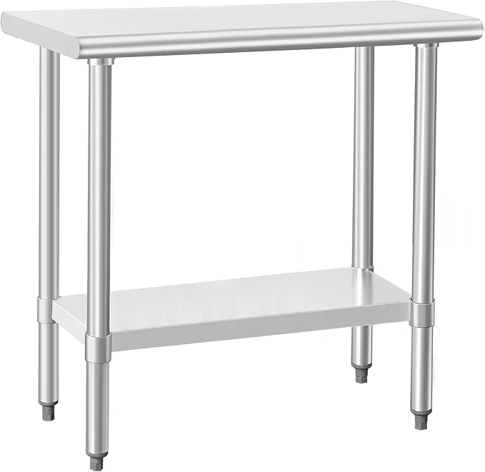 HARDURA Stainless Steel Work Table Commercial 18×36 Inches Kitchen Prep Table and Heavy Duty Commercial Workbench NSF 430 with Undershelf and Galvanized Legs