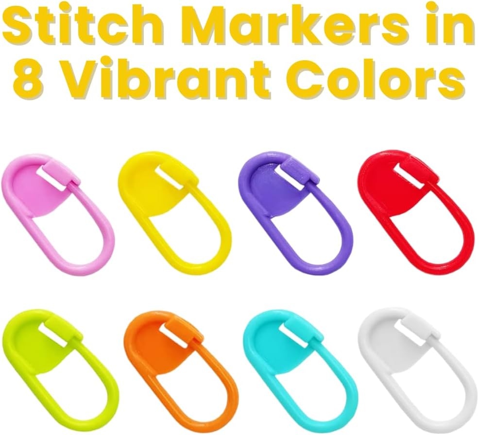 Luwans Stitch Markers for Crocheting - 50Pcs Crochet Stitch Markers for Knitting Yarn & DIY Crafts | Lightweight Plastic Crochet Pins with 8 Assorted Colors | Durable and Easy Locking, multicolored