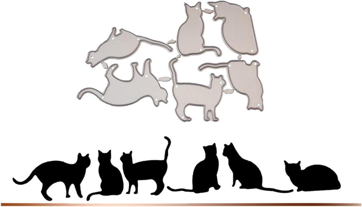 Cutting Dies Metal Stencils Scrapbooking Tools DIY Embossing Template for Paper Card Making Album Arts Crafts Supplies (6 Cats-8.7x6cm)