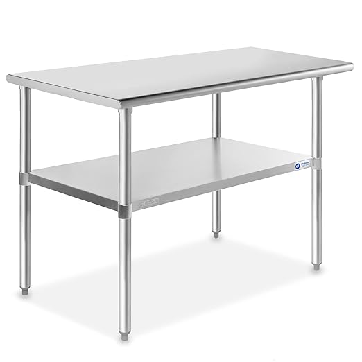 GRIDMANN Stainless Steel Work Table 48 x 24 Inches, NSF Commercial Kitchen Prep Table with Under Shelf for Restaurant and Home
