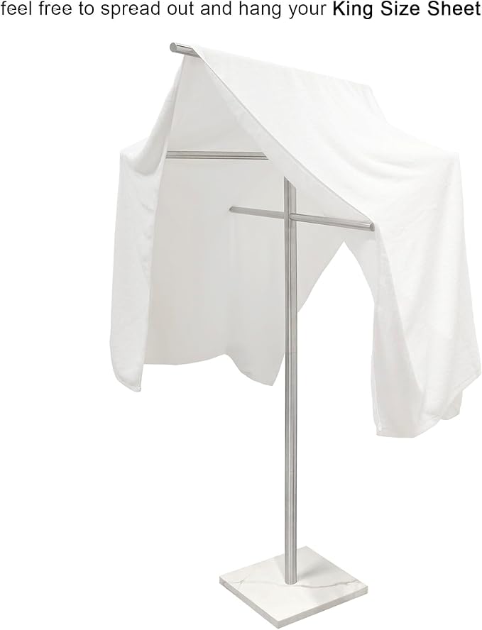 Marble Base Free Standing Hot Tub Towel Rack for Spa, 304 Stainless Steel 6 Arms Standing Towel Sheet Holder Drying Rack Brushed Nickel