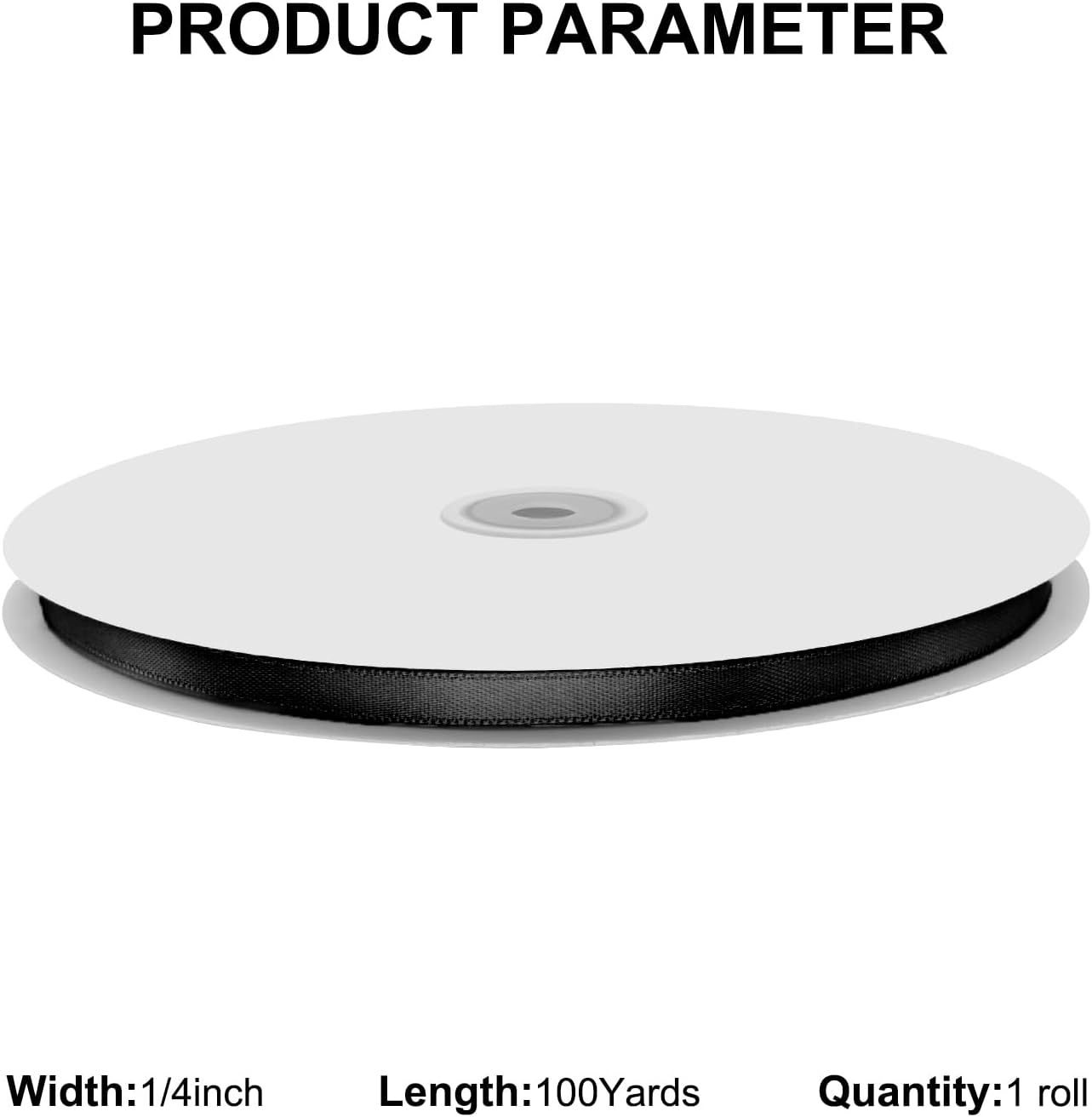 1/4" X 100 Yards Black Satin Thin Ribbon Solid Color Double Faced Ribbons Perfect for Crafts Wedding Decor Bow Making Arts Sewing and More