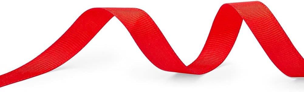 LIUYAXI 5/8" X 50 Yards Solid Red Grosgrain Ribbon, Perfect for Crafts, Wedding Decor, DIY Hair Accessories, Sewing, Christmas Gift Wrapping and More