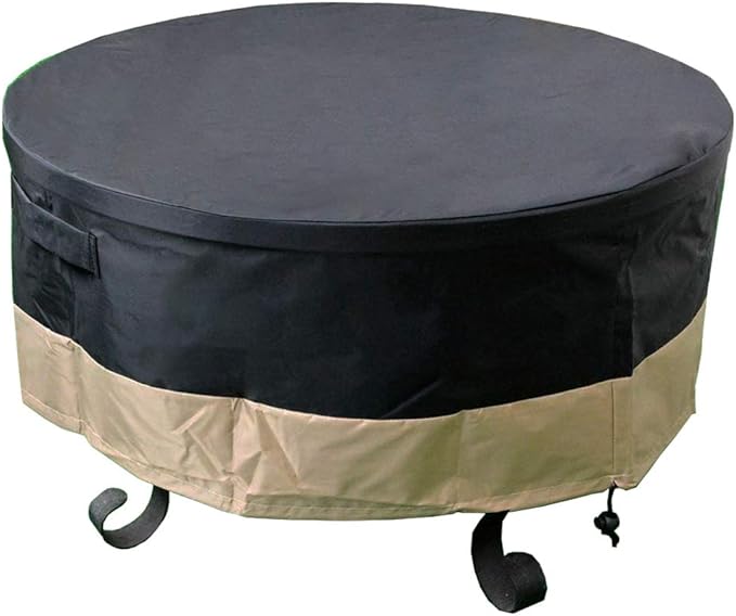 60 Inch Heavy Duty Waterproof Round Fire Pit/Table Cover, Weather Resistant Material Patio Cover, 60" D X 24" H