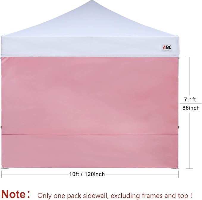 ABCCANOPY Instant Canopy SunWall 10x10 FT, 1 Pack Sidewall Only, No Frame or Top, Pink