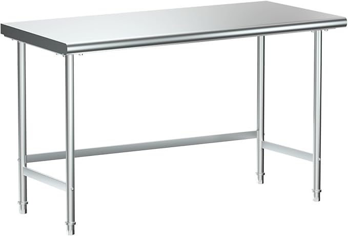 Treshin Stainless Steel Work Table Open Base 24" X 60", Commercial Heavy Duty Prep Table for Kitchen, Restaurant, Home, Hotel, Laundry
