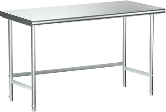 Treshin Stainless Steel Work Table Open Base 24" X 60", Commercial Heavy Duty Prep Table for Kitchen, Restaurant, Home, Hotel, Laundry