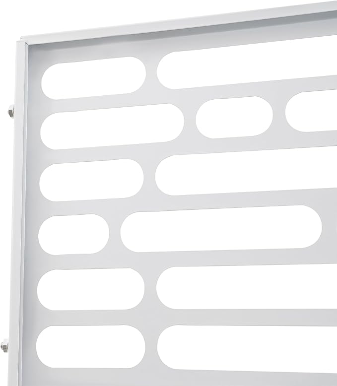 75" H×35" W Decorative Outdoor Privacy Screen with Stand, Outdoor Decor Privacy Fence Screen Metal Fence Panels, Free Standing Metal Divider for Patio Lawn Deck (White-Oval)