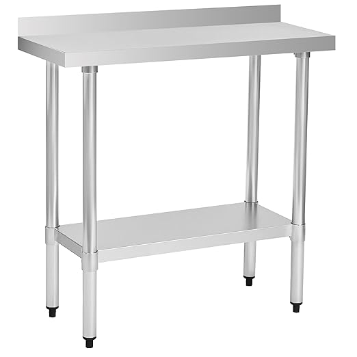 Stainless Steel Work Table 18 x 36 Inch, NSF Commercial Prep Table with Undershelf, Heavy Duty Food Prep Workstation with Backsplash