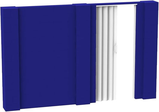 EverBlock 11’ x 7’ Wall Kit with Accordion Door | 3’ x 7’ Doorway | Modular Building Blocks | Wall Display System | Room Divider & Partition | Easy to Connect & Reuse | Indoor & Outdoor Use | Blue
