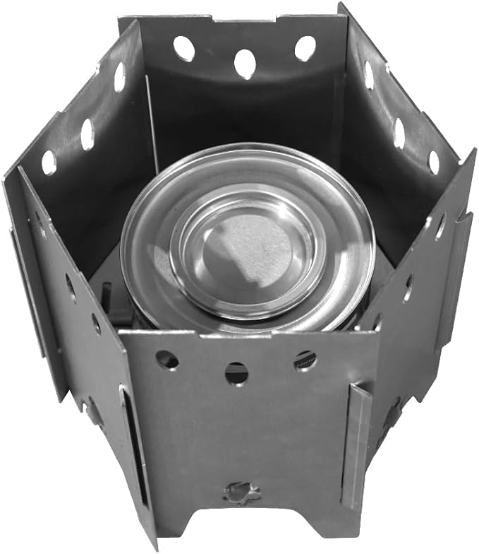Folding Flame Compact Folding Camping Stove – Portable, Lightweight, Stainless Steel Wood Burning Campfire Stove for Backpacking, Hiking, and Outdoor Cooking