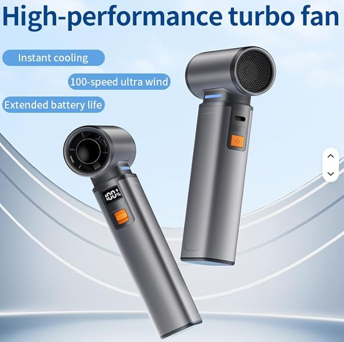 joic 130,000 RPM Powerful 100 Speed Portable Fan, High Speed Turbo Air Blower/Cleaner, 8000mAh Battery Handheld USB C Rechargeable, For Heat Beach Camping BBQ Cooling Hikinh Gift For Men Women Kids