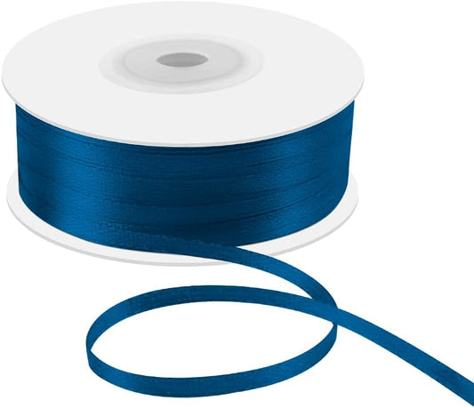1/8" x 100 Yards Double Faced Satin Ribbon - Thin Silk Navy Blue Ribbon with Spool - Ideal for Gift Wrapping, Floral Bouquets, Crafts, Wedding Party Decorations, Christmas and Sewing Projects