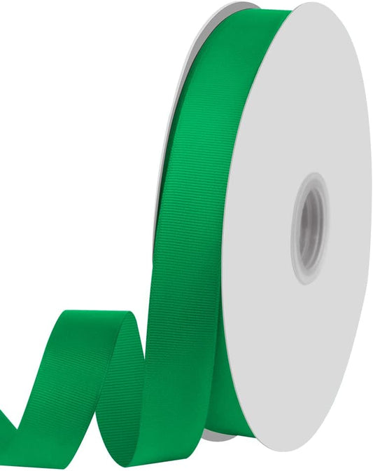 1" X 100 Yards Green Grosgrain Ribbon, Premium Grosgrain Ribbon for Sewing, Gift Wrapping, Bow Making, Wedding Decor, Wrapping and More (Green)