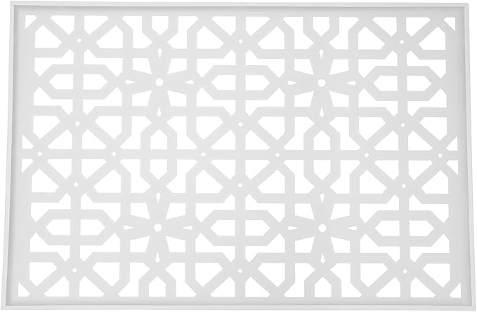 75" H×35" W Decorative Outdoor Privacy Screen with Stand, Outdoor Decor Privacy Fence Screen Metal Fence Panels, Free Standing Metal Divider for Patio Lawn Deck (White-Knot)