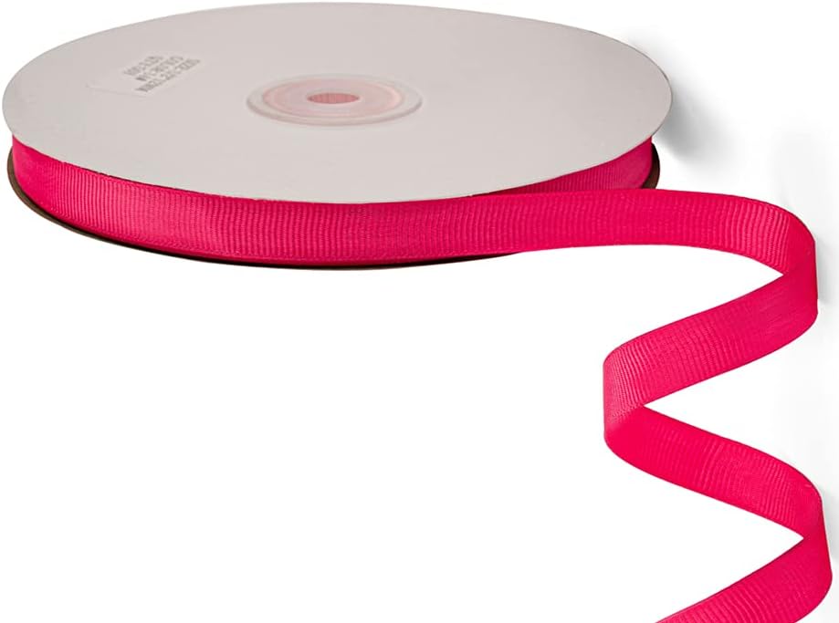 LIUYAXI 1/2" X 50 Yards Solid Hot Pink Grosgrain Ribbon, Perfect for Crafts, Wedding Decor, DIY Hair Accessories, Sewing, Gift Package Wrapping and More