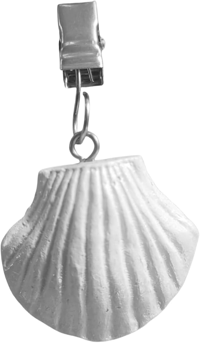 TwoFish Home Set of 4 White-Shell Resin Tablecloth Weights Clips White-Shell Handicraft Tablecloth Clamps Pack of 4
