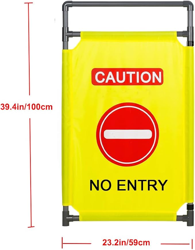 3 Panels 5.8FT Foldable Safety Barricade Security Sign Barrier Heavy Duty PVC Frame "NO ENTRY" Caution