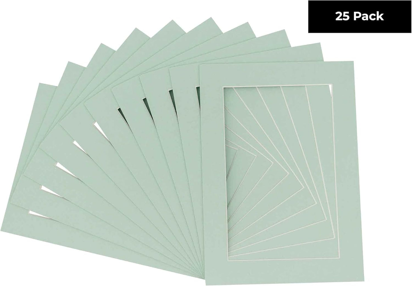 5x7 Mat for 8.5x11 Frame - Precut Mat Board Acid-Free Show Kit with Backing Board, and Clear Bags Honeydew Green 5x7 Photo Matte For a 8.5x11 Picture Frame Matboard for Framing, Pack of 25 Mats