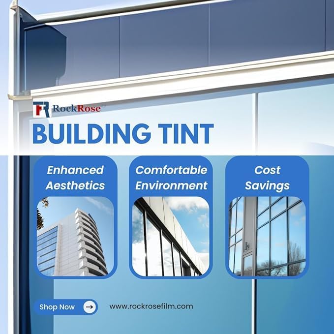 Rockrose Professional Window Tint for Home – One Way Privacy Window Film for Home Offices Heat Blocker Reflective Adhesive Mirror Tint with 99% UV Block – Gold-Silver 24in x 25FT