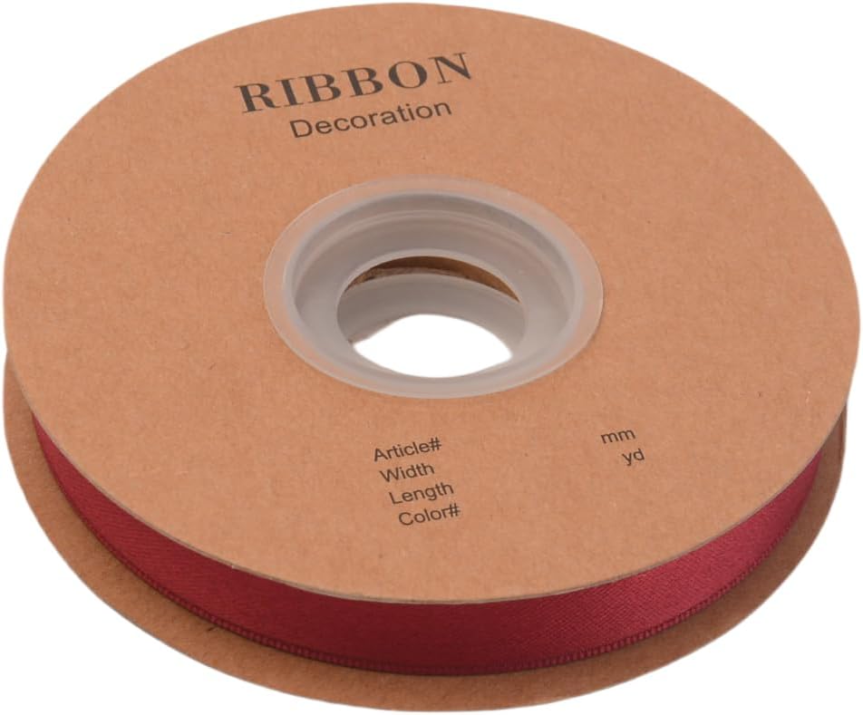 Double Side Satin Ribbon, Continuous 20 Yards,Use for Craft Bows Bouquet, Gift Wrapping, Wedding Decoration, Floral Arrangement (Burgandy, 5/8 inch)