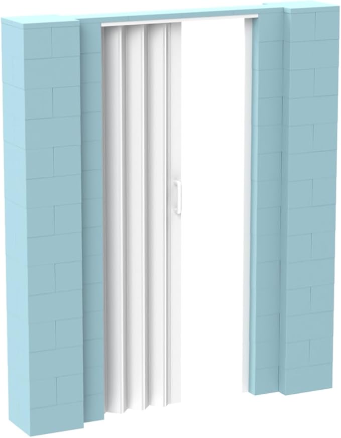 EverBlock 6’ x 7’ Wall Kit with Accordion Door | 3’ x 7’ Doorway | Modular Building Blocks | Wall Display System | Room Divider & Partition | Easy to Connect & Reuse | Indoor & Outdoor Use