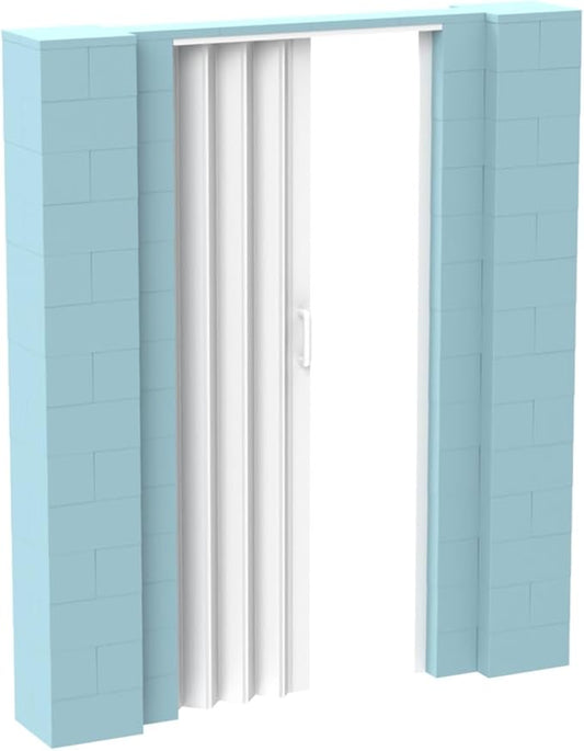 EverBlock 6’ x 7’ Wall Kit with Accordion Door | 3’ x 7’ Doorway | Modular Building Blocks | Wall Display System | Room Divider & Partition | Easy to Connect & Reuse | Indoor & Outdoor Use